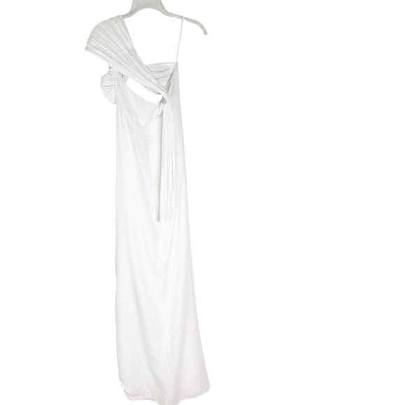 Just BEE Queen Harlow Dress White Cutout One Shoulder Maxi Size M - Picture 7 of 16